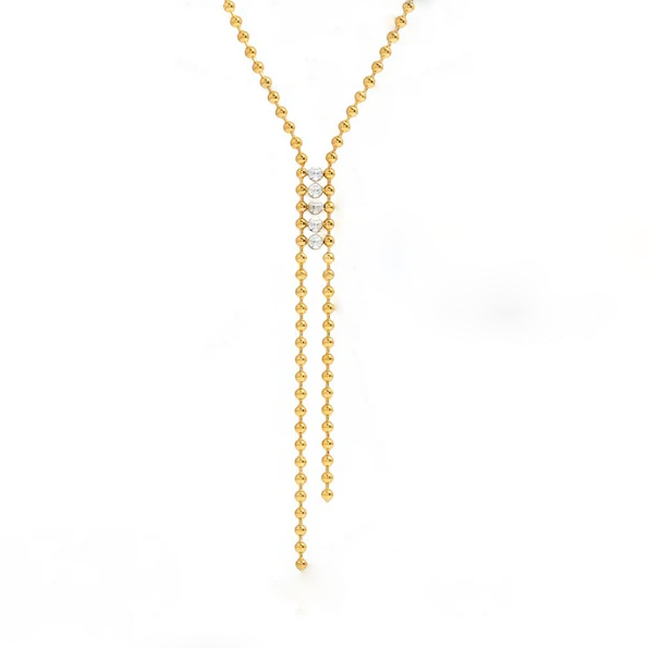 Beaded Floating Diamond Necklace