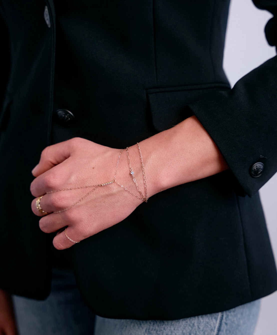Diamond Bar Hand Chain
