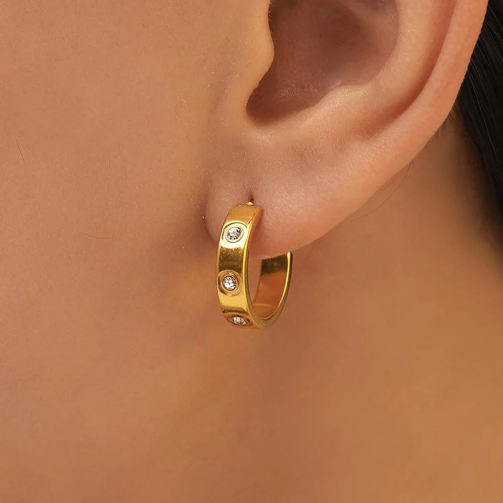 Inlay Diamond Hoops