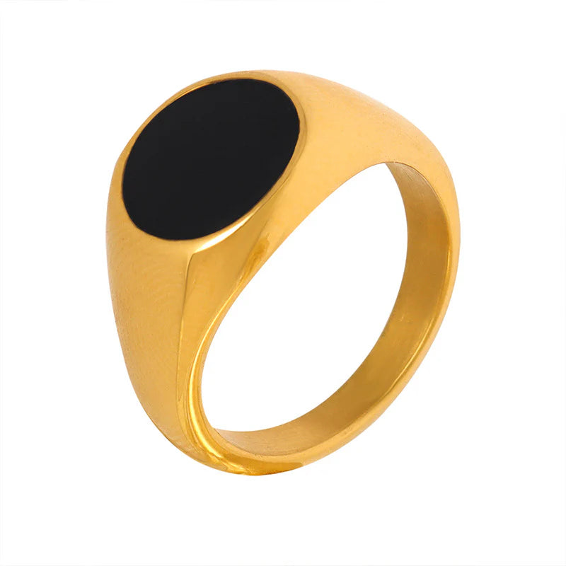 Round Onyx Signet Ring
