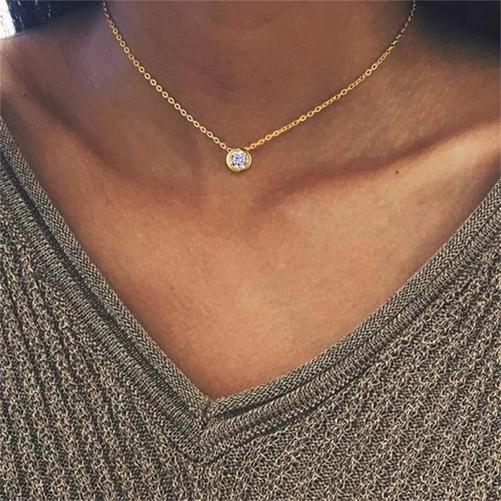 Bezeled Diamond Threader Necklace