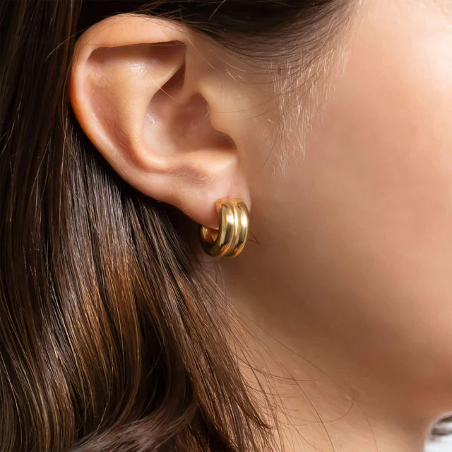 Double Chunky Huggie Hoops