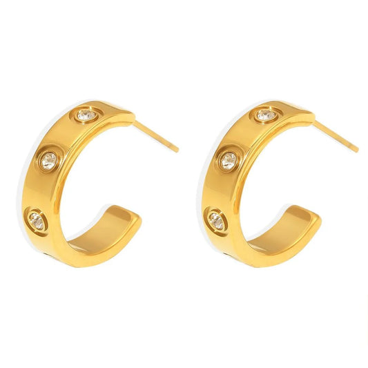 Inlay Diamond Hoops
