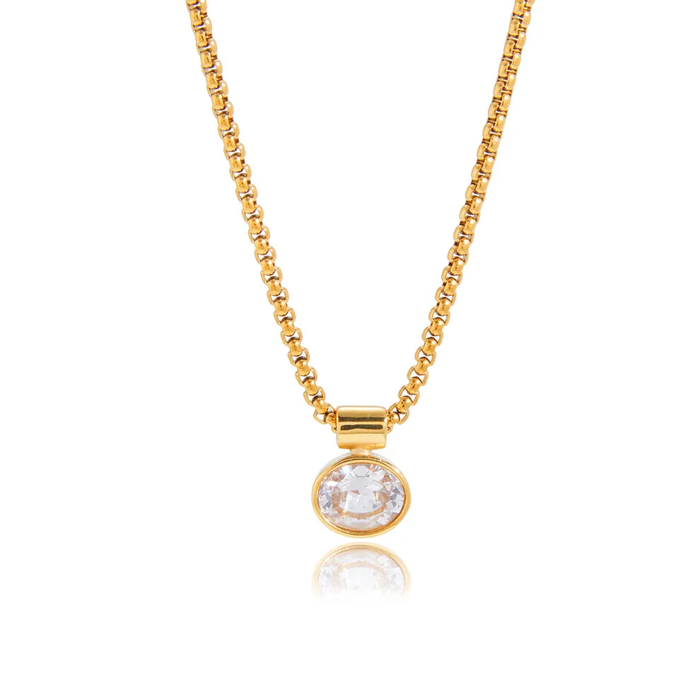 Rolo Bezeled Pendant Necklace
