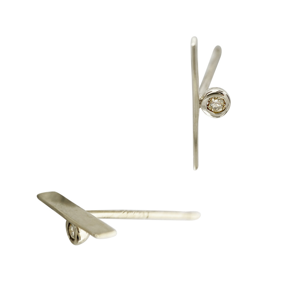 Diamond Bar Stud Earrings