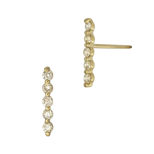 Straight Diamond Bar Stud Earrings